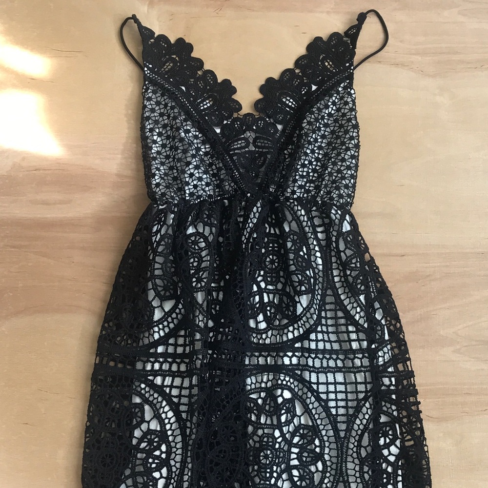 Black and white lace dress